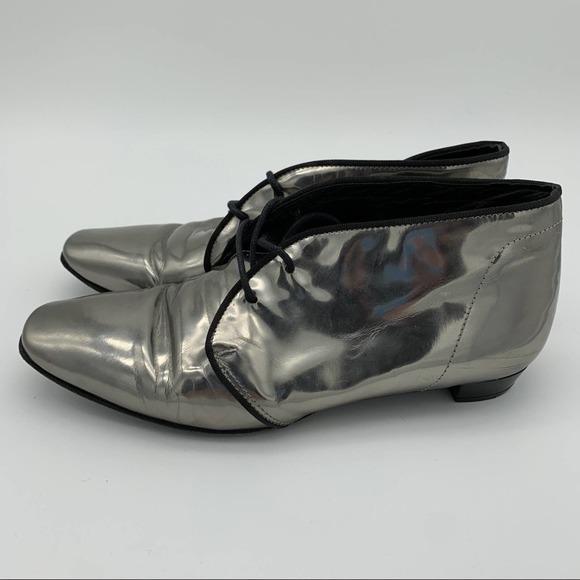 Sigerson Morrison Shoes - Sigerson Morrison Silver Metallic Lace-up Ankle Boots